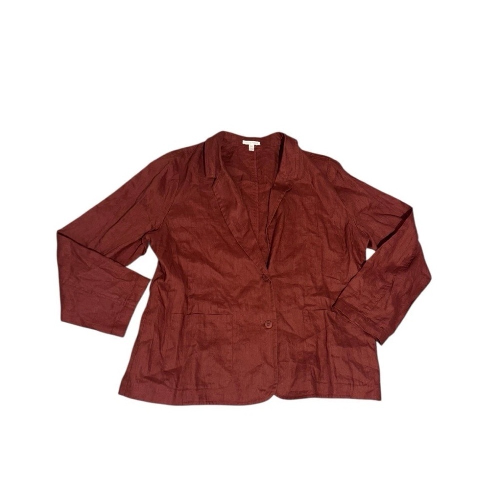 Eileen Fisher Petites Jacket Women’s XL Brown 100% Organic Linen Blazer